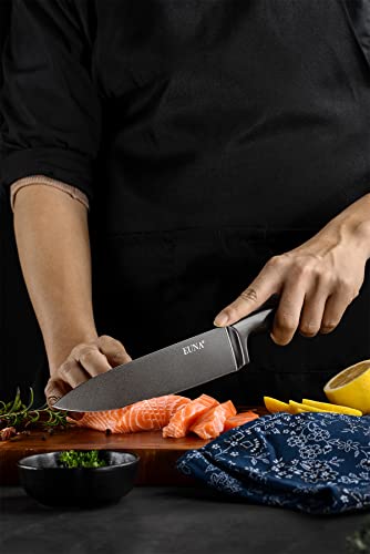 Euna 5 Pcs Kitchen Knife Set [Durable & Sharp], All Metal Chef Knife Set With Sheaths And Gift Box, Premium German Stainless Steel Knife With Ergonomic Handle, Rust-Resistant Cooking Knives #TOP1