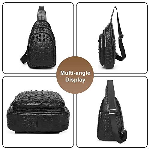 Men's Genuine Leather Sling Crossbody Chest Bag Backpack Waterproof Crocodile Embossing Shoulder Bags Travel Bag Daypack2