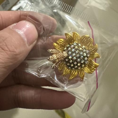 Image of Rhinestone Sunflower Brooch Pin Vintage Gold Yellow Elegant Pin Ladies Multipurpose Brooch Necklace