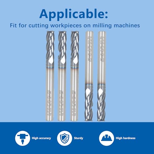 Image of WFLNHB 5PCS 3 /16 Inch 4 Flute Helix Carbide End Mill Fit for Machining Flat Surfaces Steps Grooves Formed Surfaces and Cutting Workpieces on Milling Machines