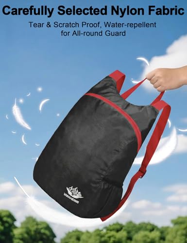 Image of Venzina Durable Waterproof Lightweight Packable Backpack, Foldable Travel Daypack for Hiking and Work, Unisex Men Women Compact Backpack for Outdoor, Gym, Shopping