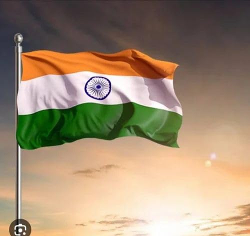 Indian National Flag "TIRANGA" (Size-3 X 4.5 feets) Satin Fabric (1 Piece) by Rockford