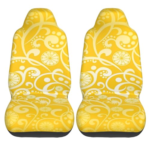 黄色 北欧 レモン柄 抽象 ペイズリー カーシートカバー 2枚セット 前席用 軽 防汚 気性 洗える 普通車 適用 フロント 軽自動車 シートカバー 背面フルカバー ブラック 運転席 助手席 車用 シート カバー おしゃれ プレゼント