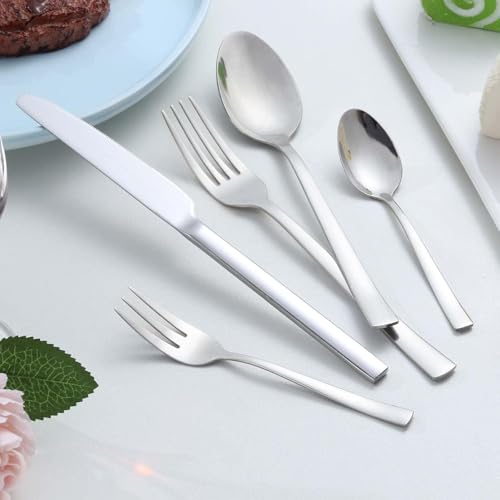 BEWOS Besteckset für 6 Personen, Silber 30-teiliges Besteckset aus Edelstahl, inklusive Messer, Gabeln und Löffel… – Ansicht 3