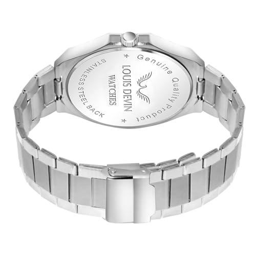Image of LOUIS DEVIN Stainless Steel Chain Analog Wrist Watch for Men (Black /Blue /Green /White Dial) | LD-G076-CH