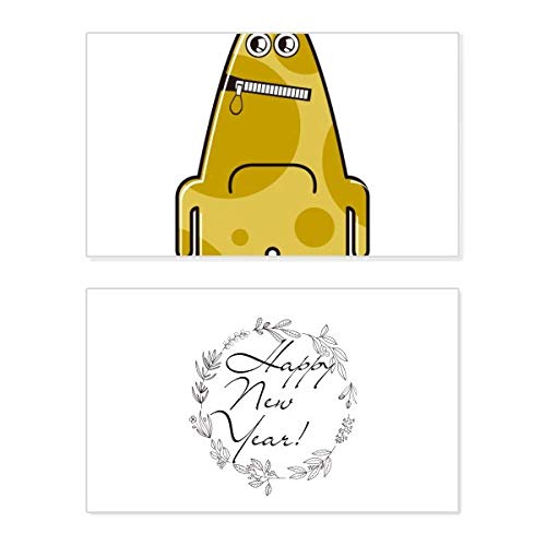Carte de Nouvel An Monstre Alien Jaune commémorative message bénédiction