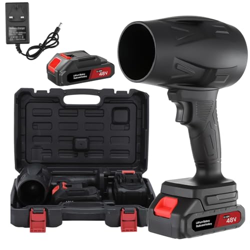 Image of Gigawatts 48V Cordless Air Blower with 10 Battery Cells Powered Charger Long Handheld Variable Speed Electric Leaf Blowing Vacuum for Lawn Home Care Car & Dust Cleaning (Pack of 1, Black)