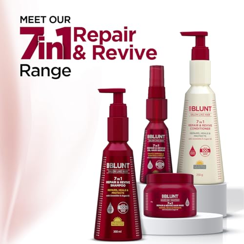 Image of BBLUNT 7 in 1 Repair & Revive Hair Mask for Up To 100% Damage Repair - 250 g | Addresses 7 Signs of Hair Damage | Enriched with Ceramides & Argan Oil