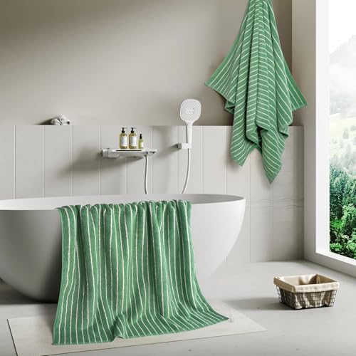 Serviette de bain pour spa et natation Jacquotha drap de douche en coton vert forêt