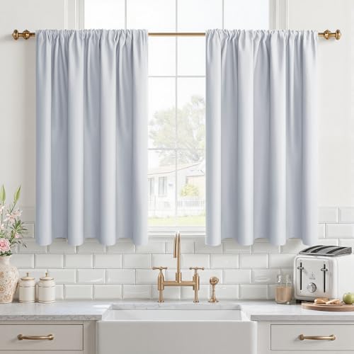 CUTEWIND Rideau Occultant Court Thermique Isolant Anti Froid et Chaleur Phonique, Rideaux Courts de Cuisine sous Évier pour Petites Fenêtres Passe Tringle,...
