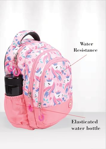 Image of PB Pearlbags Tulip 12L Printed Backpack,3 Compartments,Bottle Holder,Organizer,Premium Fabric,Water Resistant Anti Theft,School Bag for Boys and Girls