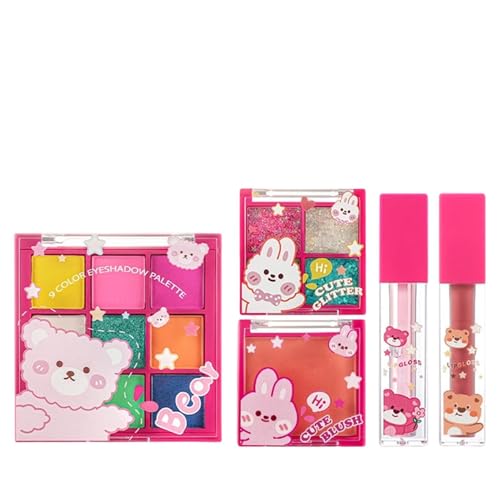 Set de Maquillaje para Principiantes | Set De Maquillaje Facial Ligero Con Paleta De Sombras De Ojos, Lápiz Labial Y Rubor - Estuche de Facial,Para Viajar, Para Hogar, Para Exterior, Para E