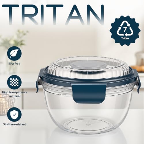 Image of Freshmage Salad Lunch Container To Go, 2 Packs 52-oz Salad Bowls to go for lunch (Clear)