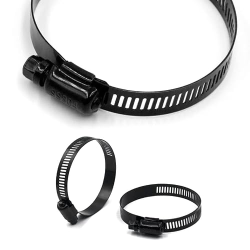 ISPINNER 2pcs 4 Inch Stainless Steel Adjustable 78-102mm Size Range Worm Gear Hose Clamp, Fuel Line Clamp for Plumbing, Automotive and Mechanical Application (Black)