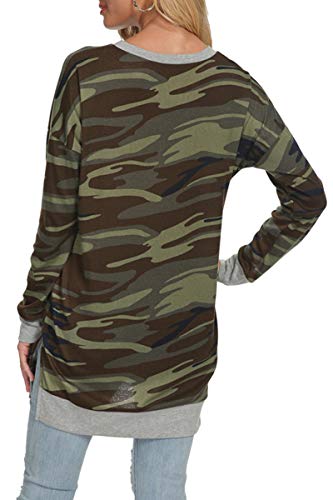 Image of levaca Women's Fall Long Sleeve Side Split Loose Blouses Casual Pullover Tunic Tops