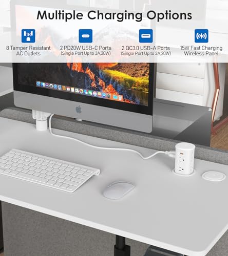 Annquan 3 Inch Pop Up Countertop Receptacle With 4 Usb Ports 15W Wireless Charger,Max 20W Power Delivery Pop Up Outlet For Home Office Kitchen thumb #1