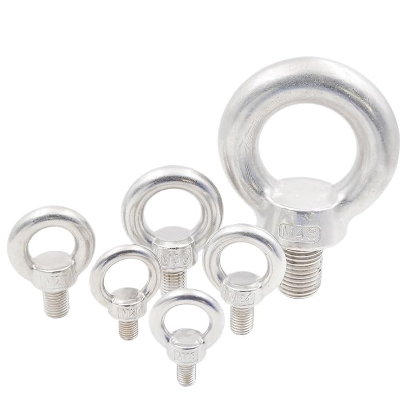 Lifting Eyebolt, 1pcs 304 Stainless Steel Cable Rope Lifting Eye Bolt M3 M4 M5 M6 M8 M10 M12 M14 M16 M18 M20 M24 M27 M30 Male Thread Hook Screw Bolts(M27)