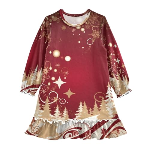 Bolaz Nightgowns Sleepwear Lightweight Nightdress Soft Pajamas Dress Christmas Trees and Snowflakes for 3-10 Years