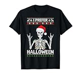 divertente scheletro maglione natalizio i prefer halloween costume maglietta