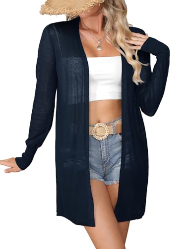 Image of Women's Trendy Lightweight Long Cardigans Summer Casual Beach Vacation Open Front Cardigan 2379