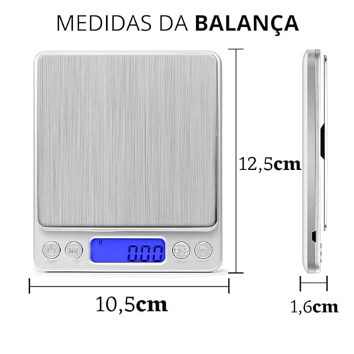 Mini Balança Digital De Cozinha Alta Precisão 0,1g Até 2000g, Design Compacto E Leve, Tela LCD, Supe
