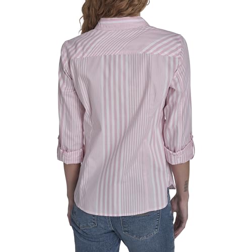 Image of Nautica Women's Button Front Long Sleeve Roll Tab Shirt