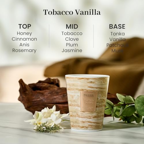 Image of M&SENSE Tobacco Vanilla Scented Soy Candle, 3 Wick Highly Scented 14.1 Oz 75H, Aromatherapy Christmas Gift for Women and Men