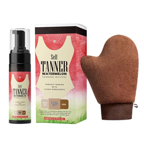 Espuma Autobronceadora Sin Sol | Espuma Bronceadora con Guante Aplicador - Kit de Bronceado para Todo Tipo de Piel Mujer Playa Exterior Cuerpo Efecto Solar