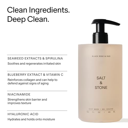 Salt & Stone Body Wash with Antioxidants for Deep Moisture, Black Rose & Oud, 450 ml (Pack of 1) - Image 3