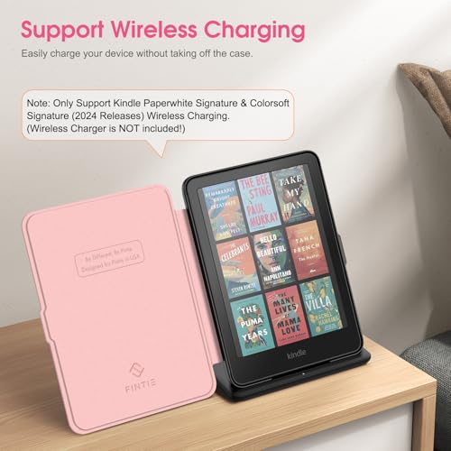 Image of Fintie Case for 7 inch All-New Kindle Paperwhite (12th Generation, 2024) and Kindle Colorsoft Signature Edition - Slim Lightweight Shell PU Leather Protective Cover with Auto Sleep /Wake, Raining Hearts