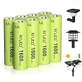 Kruta Ni-MH AA Rechargeable Batteries, Double A 1600mAh High Capacity 1.2V Pre-Charged for Garden Landscaping Outdoor Solar Lights, String Lights, Pathway Lights (AA-1600mAh-8 Pack)