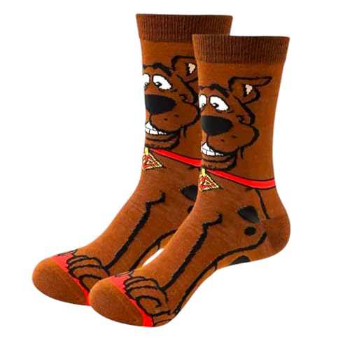 LYF STILE Novelty Scooby Doo Socks - Great Dane Mystery Gang- Brown Cotton Blend Gift Mens Womans UK Size 5-11 - 1 Pair