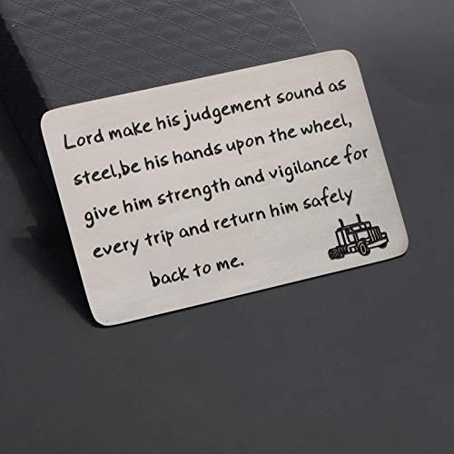 WSNANG Truck Driver Gift Drive Safe Wallet Card for Daddy Husband Trucker Prayer Gift for Truckers Wife Girlfriend (Trucker WC)4