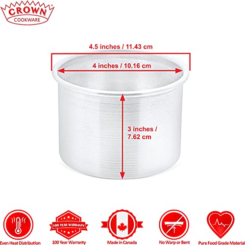 Crown Cake Pans 4 Inch Round, 3" Deep, Set Of 2, Heavy Duty, Fully Straight Sides, Even-Heating, Made In Canada #TOP1