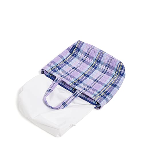 Vera Bradley Women's Cotton Lunch Tote Lunch Box, Amethyst Plaid - Recycled Cotton, One Size