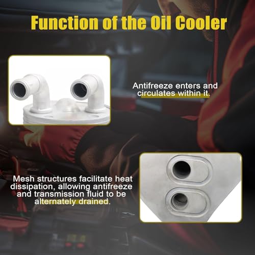 Image of SecosAutoparts 68373829aa Automatic Transmission Oil Cooler with Gaskets Compatible with Jeep Compass 2.4L 2019 2020 Replace# 68369628AA Aluminum