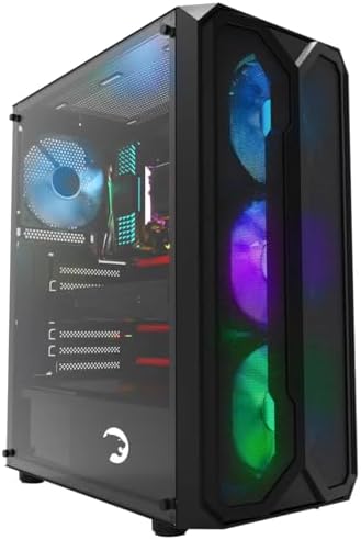 GAMEPOWER Aura Gaming PC Gehäuse ATX - Mit Glasfenster & 4 Lüftern