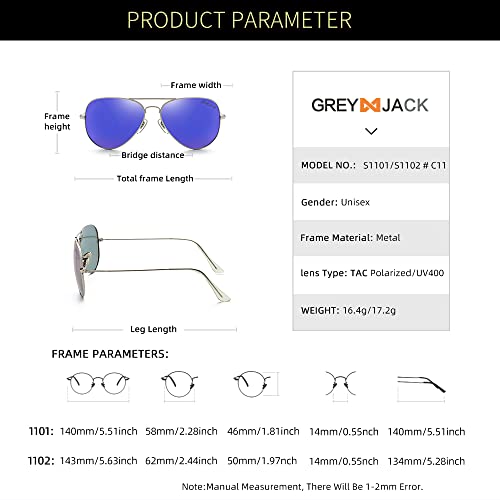 Image of grey jack Polarized Aviator Sunglasses lightweight Stylish Glasses for Men Women UV Protection S110102