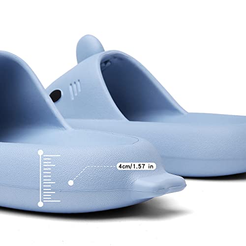 Inminpin Men's And Women's Shark Slides Cloud Slippers Summer Novelty Open Toe Slide Sandals Anti-Slip Beach Pool Shower Shoes With Cushioned Thick Sole, Blue, 8.5-9.5 Women/7.5-8 Men #TOP3