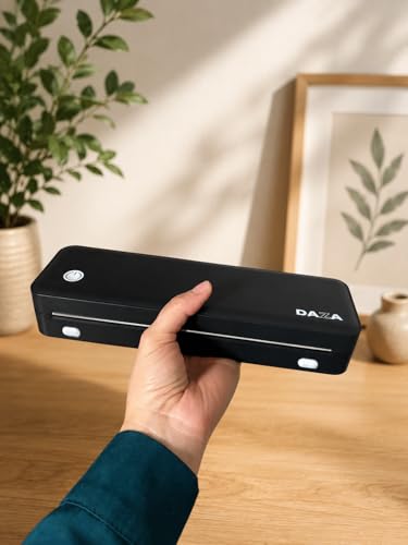 Image of DAZA Portable Inkless Thermal Printer Kit, Wireless, Bluetooth with Carrying Case and 4 Paper Rolls, for Travel, Students, Cars, Home Office, Realtors, Gift - Fits Any Size of Paper
