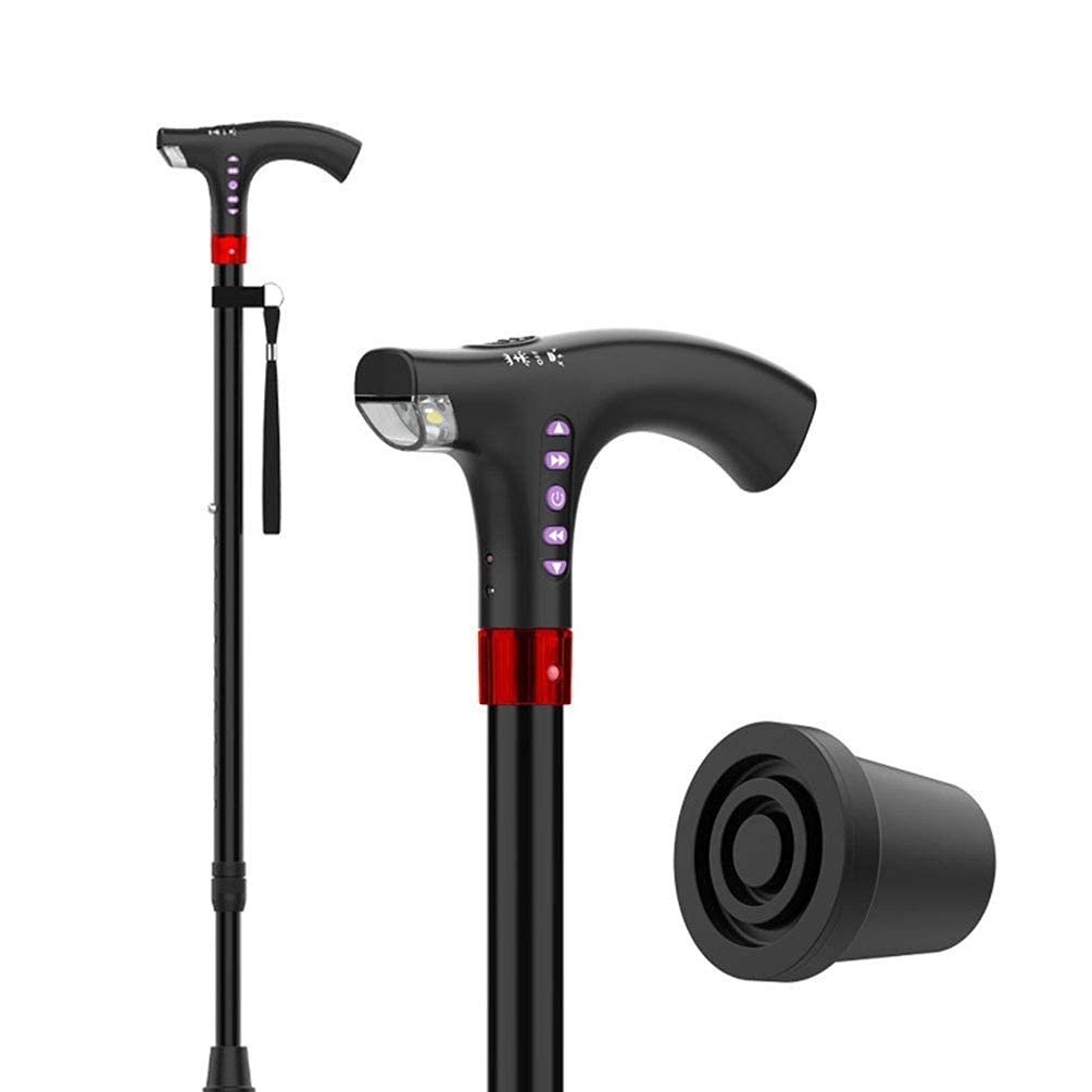 Canne de marche pour personnes âgées avec lumière et alarme pour la promenade
