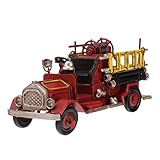 camion pompier vintage Voiture en fer forgé - ajoute une atmosphère rétro à votre maison et attire les regards des invités, modèle de voiture en fer