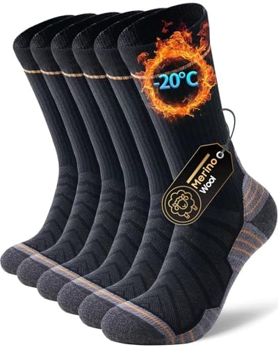 Merino Wool Hiking Crew Socks for Men & Women, Thermal Socks,Cushioned Anti-Blister, Breathable 3 Pairs