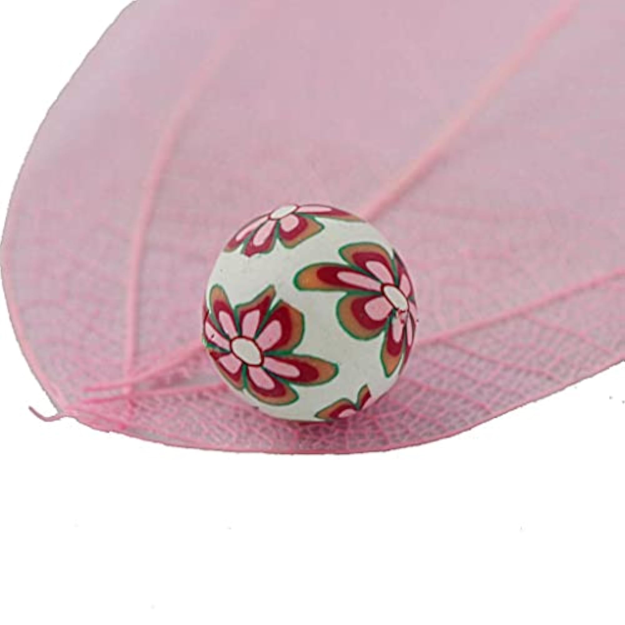 Floral Polymer Clay Round Beads, Craft Accessories