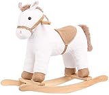 Rock My Baby Plush Rocking Horse, Soft Filling Ride on Pony, Rocking Animal, Stuffed Rocker for Kids 18 Months and up (White)