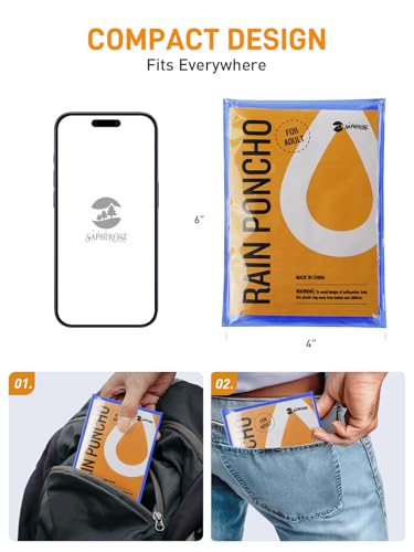 Image of SaphiRose Disposable Rain Ponchos Emergency Clear Poncho