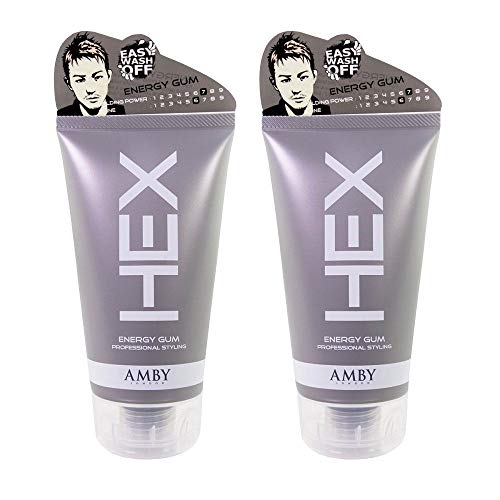 Amby Hex Hair Styling Gel (Grey) Energy Gum 5.3oz (150g) Definition With Strong Lasting Hold, Matte Non-Greasy Dry Finish for Modern Hairstyles, Natural Pliable Moldable Texture Paste, Pack-of-2