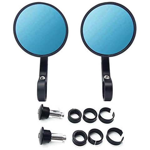 ELIFEPARTS Universal Bar End Mirrors, Motorcycle Handlebar Rearview Mirrors Blue Lense Anti Glare, 7/8" Handle Round Compatible with Most ATV, UTV, Motorcycle, E-bike, Scooters Cover