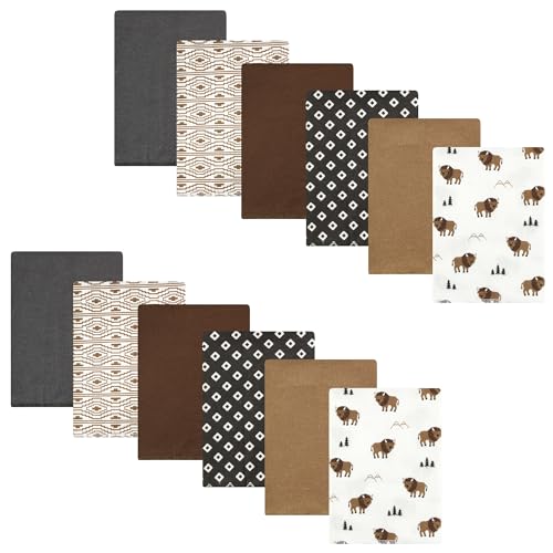 Image of Hudson Baby Unisex Baby Cotton Flannel Burp Cloths Bundle, Wild Buffalo, One Size