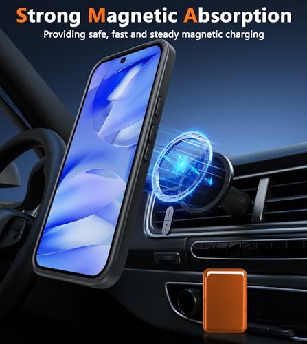Image of FNTCASE for Google Pixel 9a Case: [Compatible with Magsafe] Translucent Matte Magnetic Phone Cover - Military Grade Drop Protection - Shockproof Protective Cases for Pixel 9A (Black)